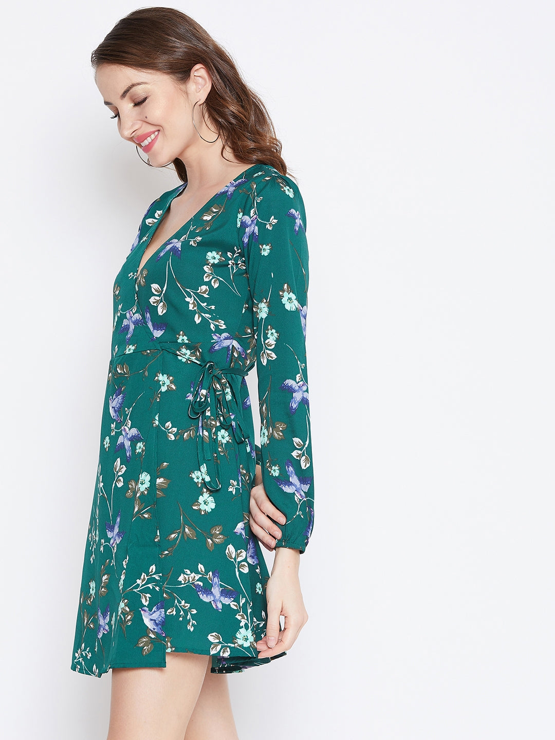 Green ☀ Lavender Printed Wrap Dress ...
